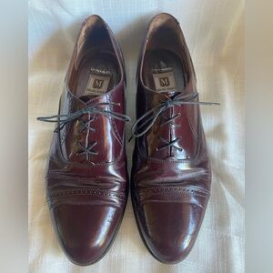 Bruno Magli Douglas Brown Burgundy Hand Made Dress Shoes Size 12 M ITALY